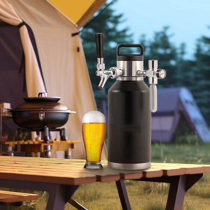 Pressurized Beer Growler Mini Keg, 64oz, CO2 Tap, Stainless Steel