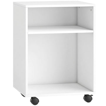 Printer Stand with 2 Shelves, Lockable Wheels, 40x35x56 cm, White
