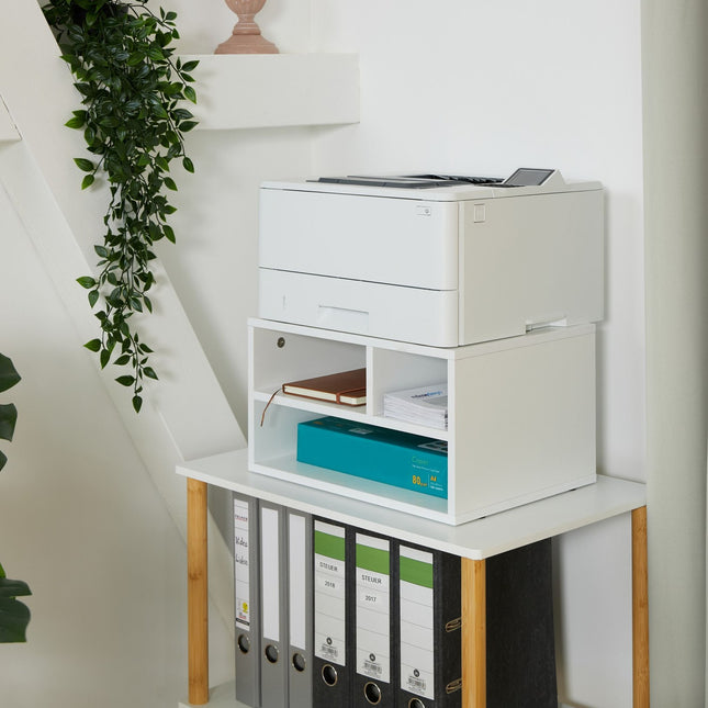Printer Stand with 3 Compartments for Office Storage