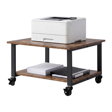 Printer Stand with Castors, Black – 2-Tier, 32x50x50 cm