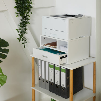 Printer Stand with Drawer – White, Storage Compartments
