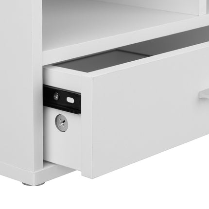 Printer Stand with Drawer – White, Storage Compartments