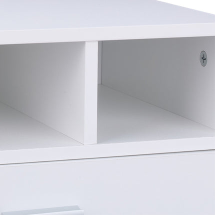 Printer Stand with Drawer – White, Storage Compartments