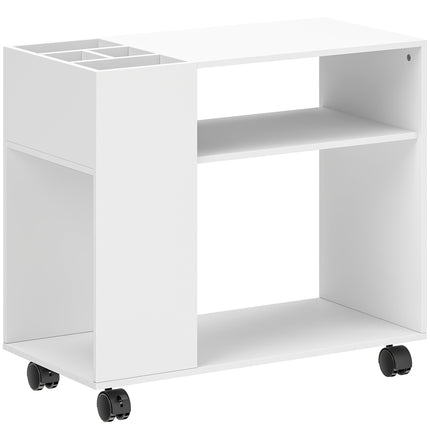 Printer Stand with Shelves, White, 70 x 34 x 60 cm