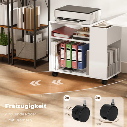 Printer Stand with Shelves, White, 70 x 34 x 60 cm