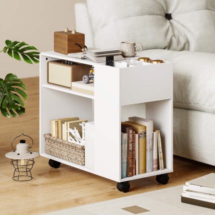 Printer Stand with Shelves, White, 70 x 34 x 60 cm
