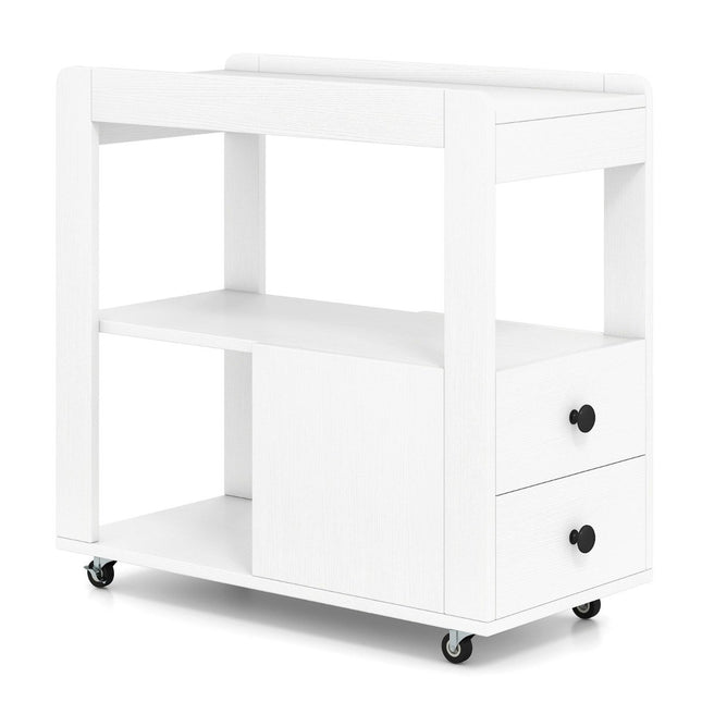 Printer Stand with Wheels, 2 Drawers, and Shelves