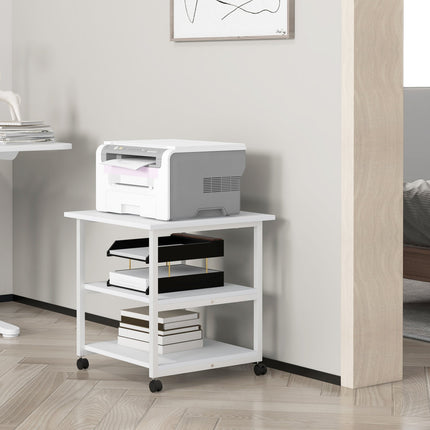 Printer Stand with Wheels, 3-Tier Steel, 50 x 50 x 52.5 cm