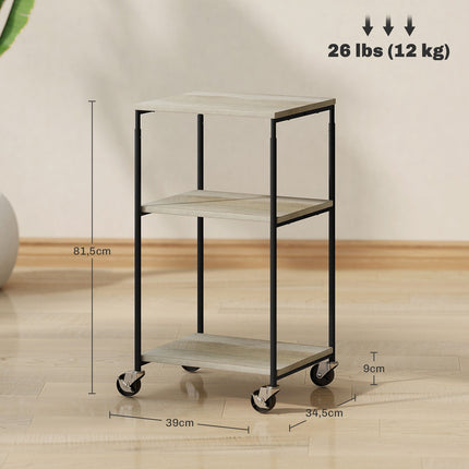 Printer trolley in steel - 3-level stand, holds 12 kg