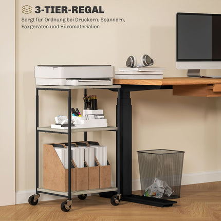 Printer trolley in steel - 3-level stand, holds 12 kg