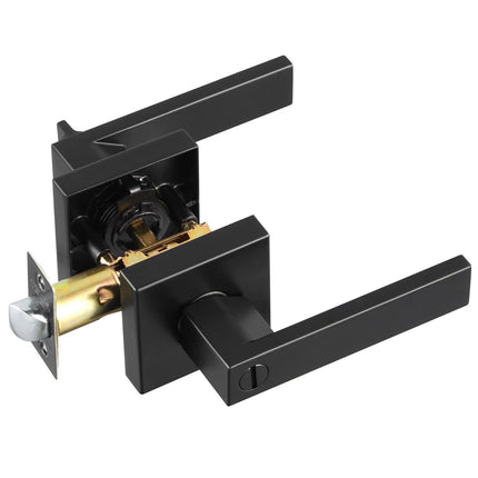 Privacy Door Lever Handle, Matte Black, Reversible Keyless