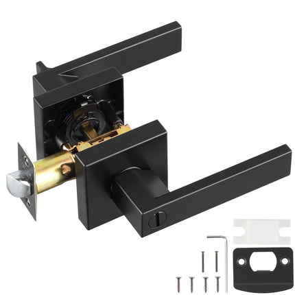 Privacy Door Lever Handle, Matte Black, Reversible Keyless