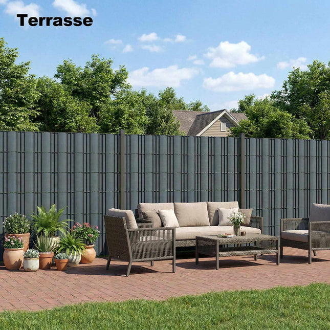 Privacy Fence Strips Set, UV-Resistant, Waterproof, 35m x 19cm, Gray
