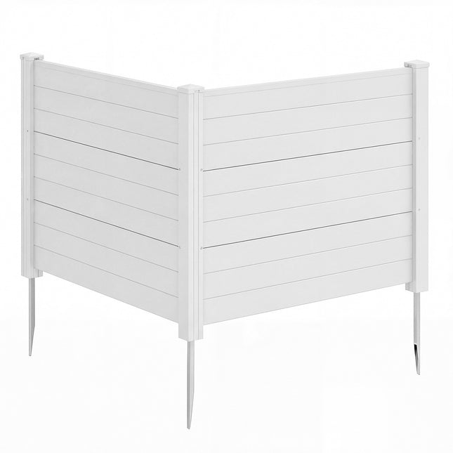 Privacy Fence with 2 Panels, Weatherproof, White