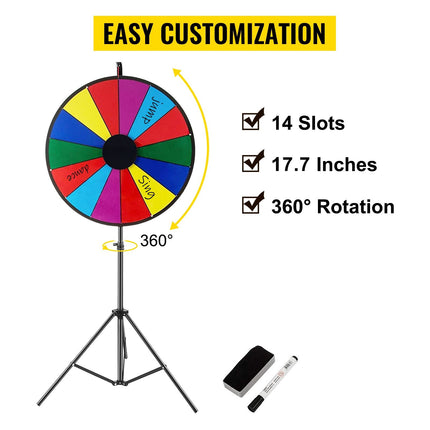 Prize Wheel With Tripod Stand, 14-Slot Dry Erase