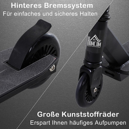 Freestyle stunt scooter with 100 mm PU wheels, black