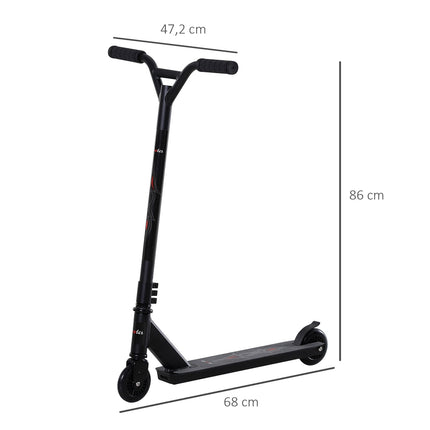 Freestyle stunt scooter with 100 mm PU wheels, black