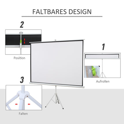 Projection Screen 4:3 Format, 100-Inch, White