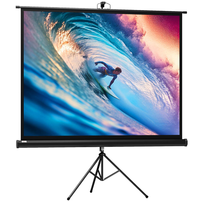 Projector Screen 84 Inch 4:3, Adjustable Height, Black