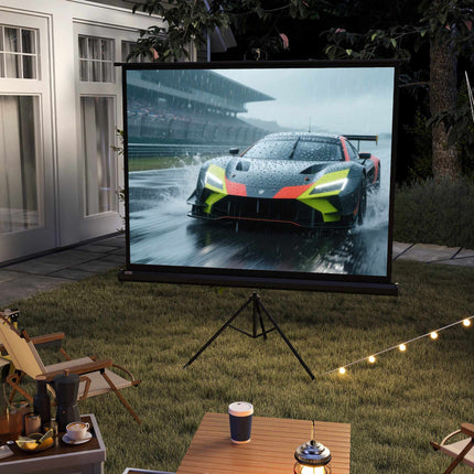Projector Screen 84 Inch 4:3, Adjustable Height, Black