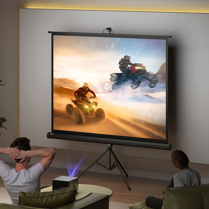 Projector Screen 84 Inch 4:3, Adjustable Height, Black