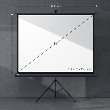 Projector Screen 84 Inch 4:3, Adjustable Height, Black