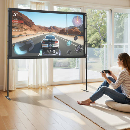 Projector Screen With Stand, 80 Inch, 16:9, Carry Bag