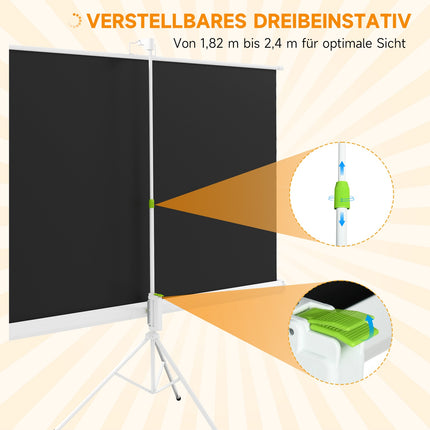 Projector Screen with Stand, 186x105 cm, 16:9 HD 4K