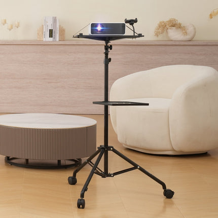 Projector Stand with Wheels, Adjustable 31–67 In, 2 Trays