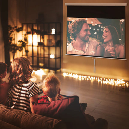 Manual projection screen, 172 x 96 cm, 4K/HD Ready