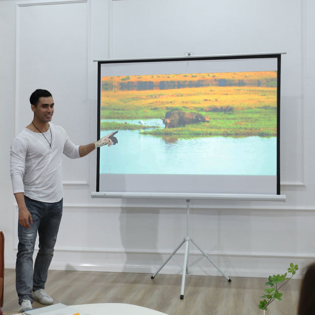 84"" stand projector screen, 4:3 adjustable for home and office