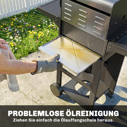 Propane Gas Grill with 2 Burners, Folding Shelves, Black