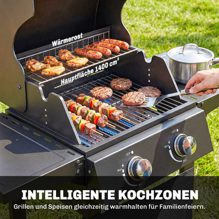 Propane Gas Grill with 2 Burners, Folding Shelves, Black