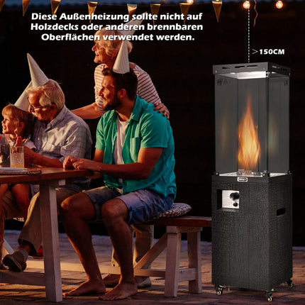 Propane Patio Heater 41000 BTU With Wheels, Glass