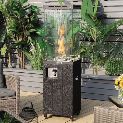 Propane Patio Heater 41000 BTU With Wheels, Glass