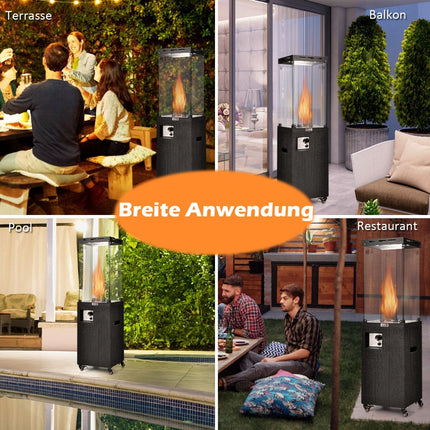 Propane Patio Heater 41000 BTU With Wheels, Glass