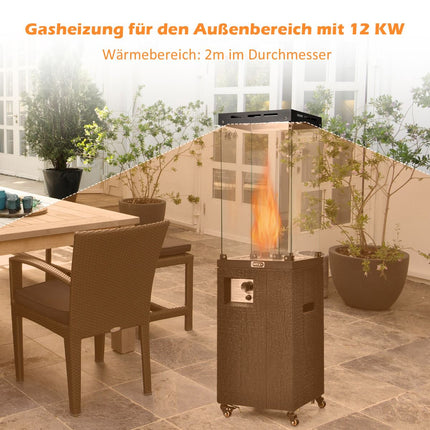 Propane Patio Heater 41000 BTU With Wheels, Glass