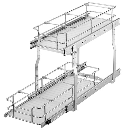 Pull Out Cabinet Organizer 2-Tier, 60 lb Capacity, 8.5 x 21 x 15 in