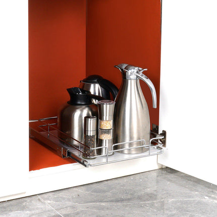 Pull-Out Cabinet Organizer, Steel Slide-Out Shelf 11 x 21 in