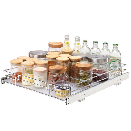 Pull-Out Cabinet Organizer, Steel Slide-Out Shelf 14x21 In
