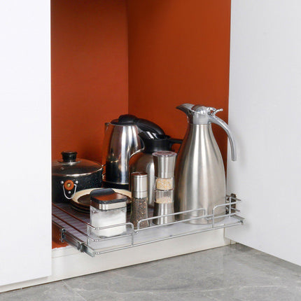 Pull-Out Cabinet Organizer, Steel Slide-Out Shelf 14x21 In