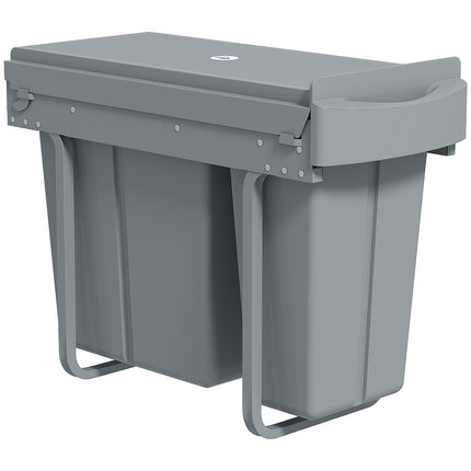 Pull-Out Kitchen Trash Bin, 2 Removable Buckets, 30L, Metal