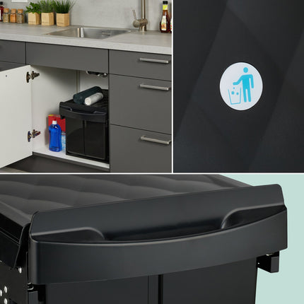 Pull-Out Kitchen Waste Bin, Black, Space-Saving Design