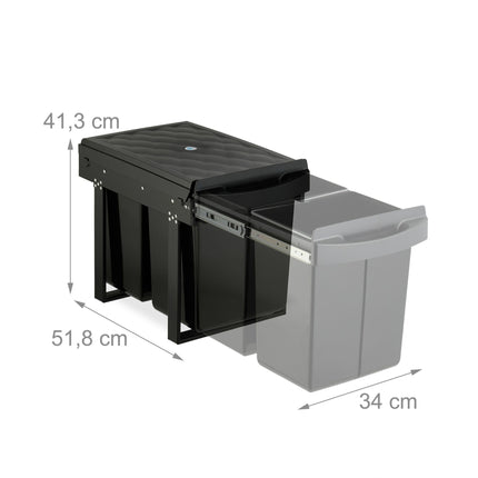 Pull-Out Kitchen Waste Bin, Black, Space-Saving Design