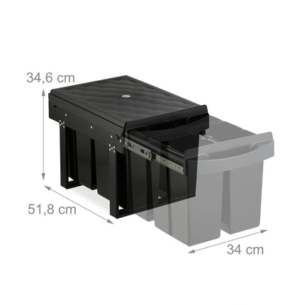 Pull-Out Kitchen Waste Bin, Black, Space-Saving Design