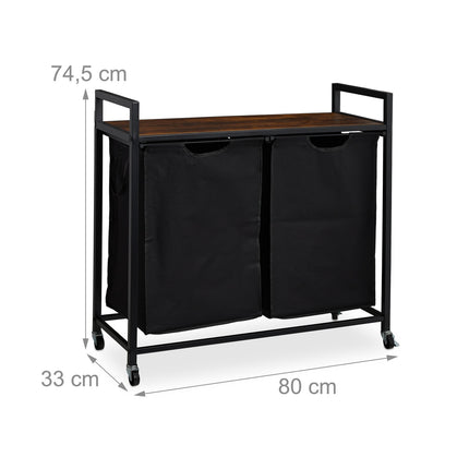 Pull-Out Laundry Basket Rack with Shelf and Wheels