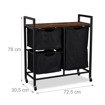 Pull-Out Laundry Basket Rack with Wheels and Shelf
