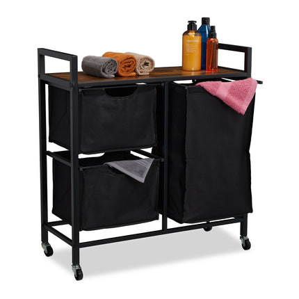 Pull-Out Laundry Basket Rack with Wheels and Shelf
