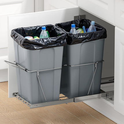 Pull-Out Trash Can, Dual 27 QT Under-Cabinet Slider