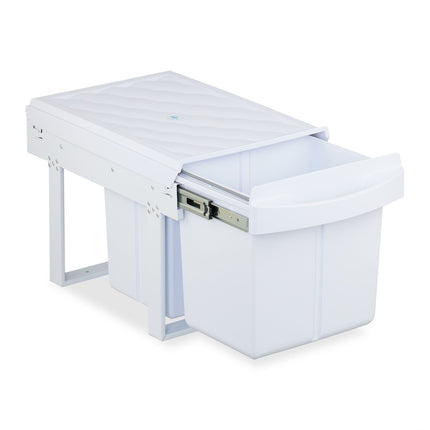 Pull-Out Waste Bin with Lid – White, Space-Saving